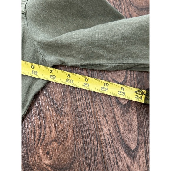 TOMMY BAHAMA TWO PALMS 100% LINEN RAW EDGE BUTTON UP JACKET OLIVE GREEN SMALL - Picture 5 of 8
